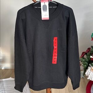 NWT DKNY Women’s Fleece Pull Over Crewneck Sweatshirt Size Medium Black